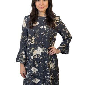 (F-155) Old navy womens‎ dress long sleeves size S grey color floral tunic